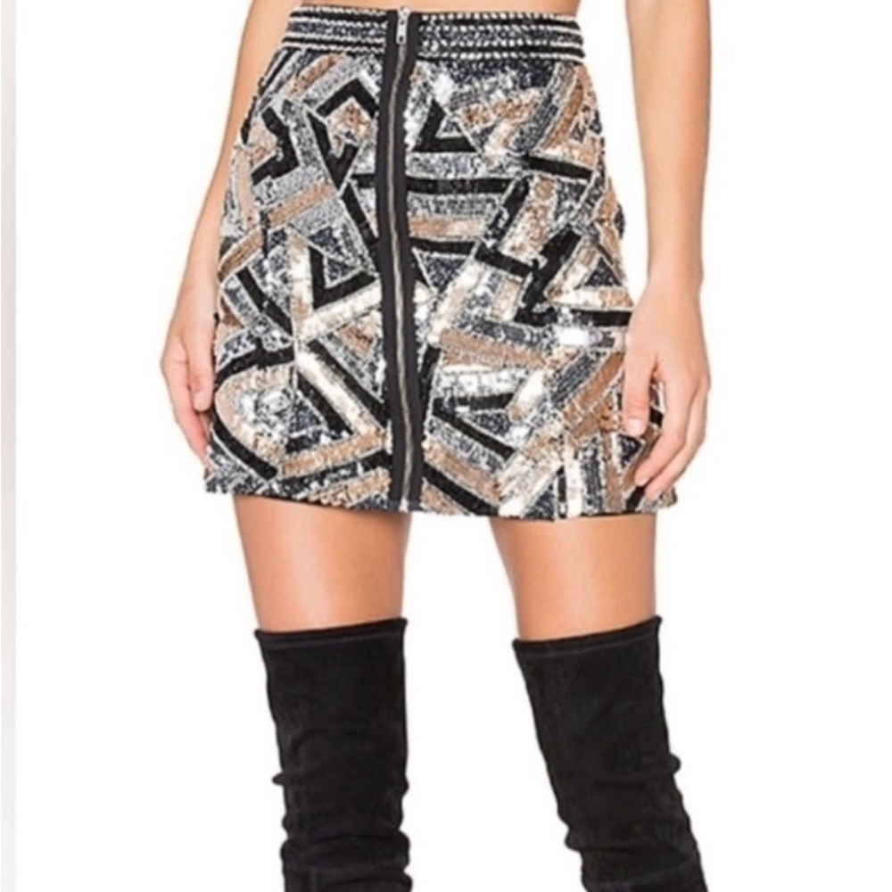 NBD Sequin Patterned Mini Skirt